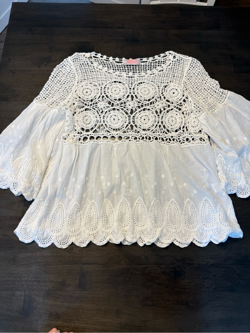 Boho Crochet Lace White Peasant Blouse